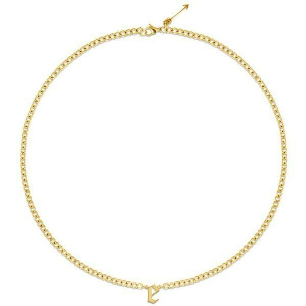 NWT WATER RESISTANT, ELLIE VAIL ALIX MINI GOTHIC INITIAL NECKLACE, GOLD
